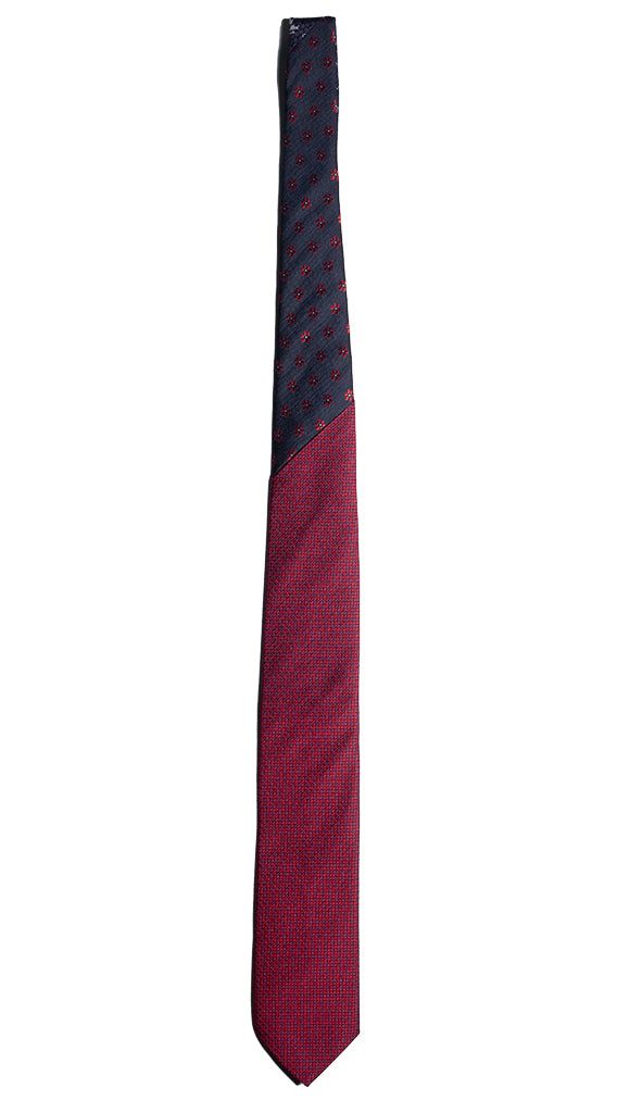 Cravatta Rosso Blu Nodo in Contrasto Blu a Fiori Rossi Made in Italy Graffeo Cravatte Intera