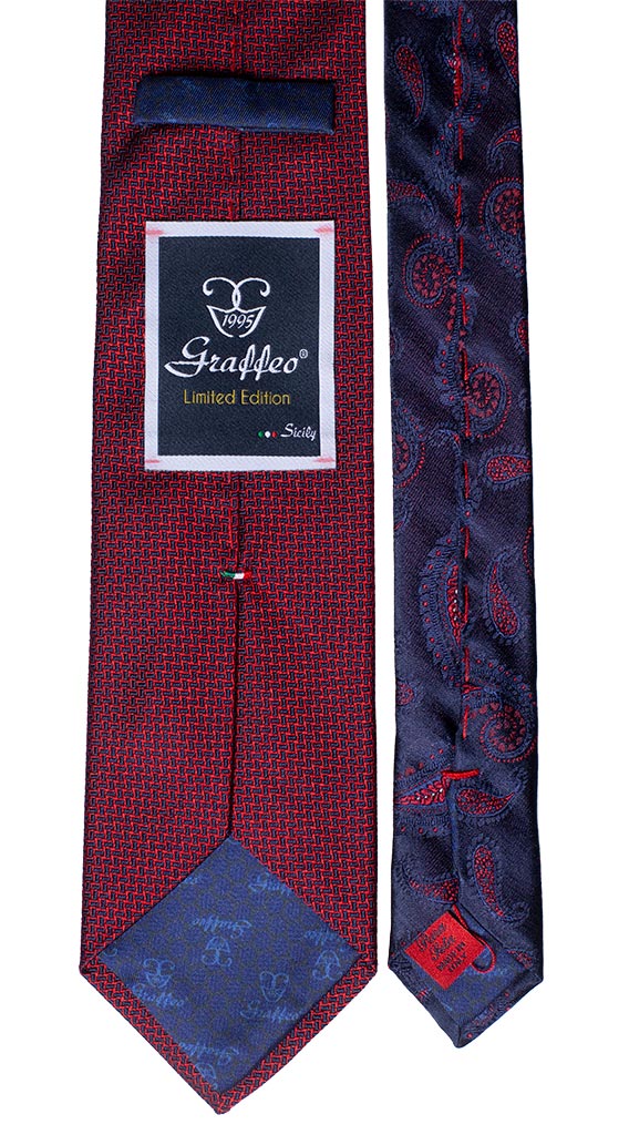 Cravatta Rosso Blu Nodo in Contrasto Blu a Fiori Rossi Made in Italy Graffeo Cravatte pala