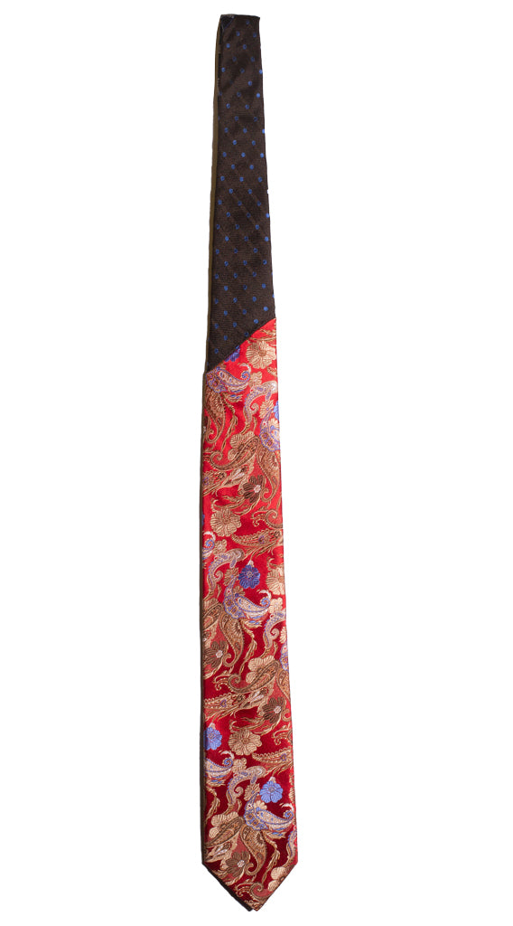 Cravatta Rossa Paisley Beige Nodo in Contrasto Marrone Made in Italy Graffeo Cravatte Intera