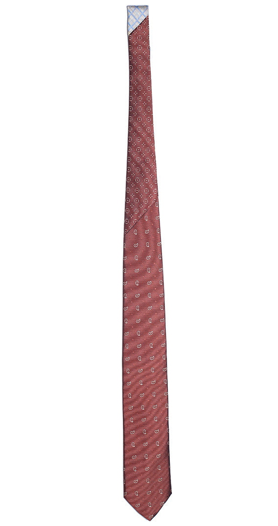 Cravatta Ruggine Paisley Beige Nodo in Contrasto Ruggine Fantasia Beige Made in Italy Graffeo Cravatte Intera