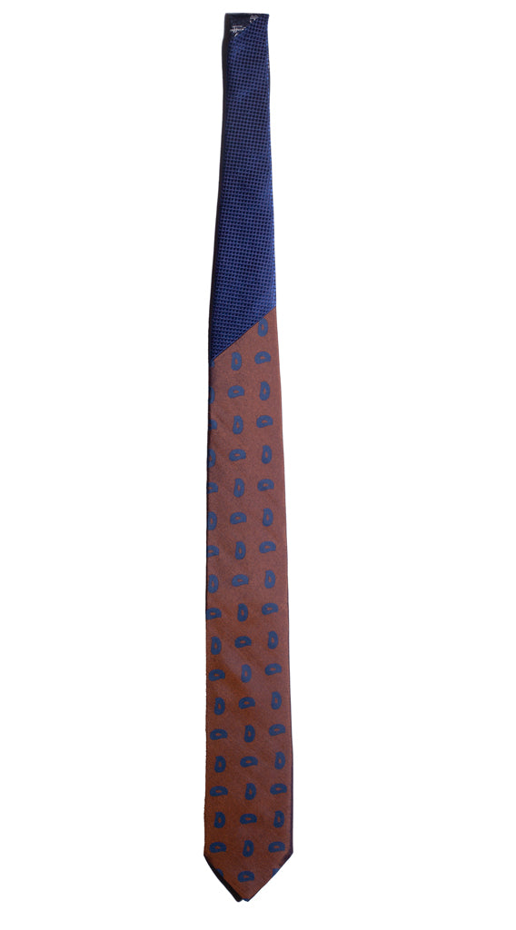 Cravatta Ruggine Paisley Bluette Nodo in Contrasto Bluette a Pois Made in Italy graffeo Cravatte intera