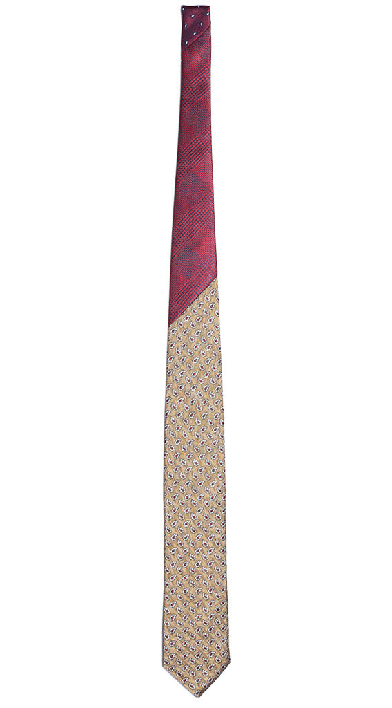Cravatta Senape Paisley Bianco Bordeaux Nodo in Contrasto Principe di Galles Rosso Blu Made in Italy Graffeo Cravatte Intera