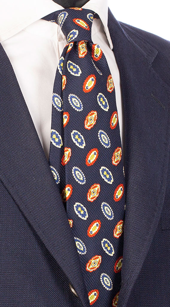 Cravatta Sette Pieghe Blu Fantasia Rossa Bianca Bluette Verde Made in Italy Graffeo Cravatte