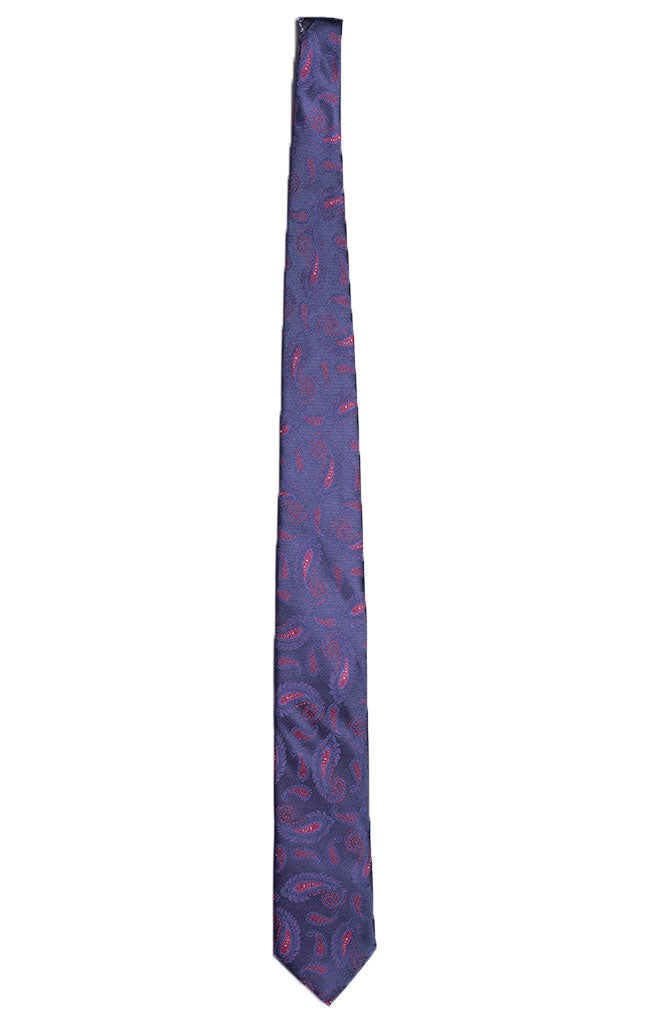 Cravatta Special Blu Paisley Rosso Bianco Pala Piccola in Contrasto Blu a Fantasia Made in Italy Graffeo Cravatte Intera