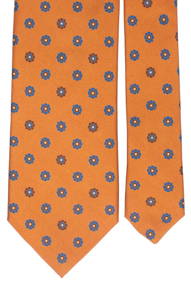 Cravatta Stampa Arancione a Fiori Marrone Bluette Made in Italy Graffeo Cravatte Pala
