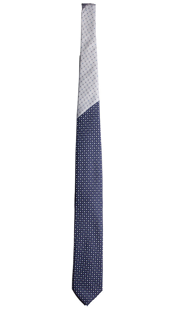 Cravatta Stampa Blu Paisley Viola Nodo in Contrasto Grigio Blu Made in Italy graffeo Cravatte Intera