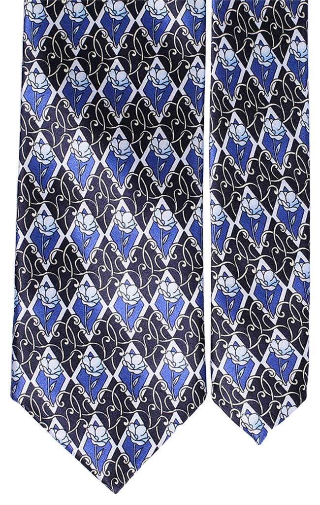Cravatta Stampa Blu con Fantasia Bluette Azzurra Beige Made in Italy Graffeo Cravatte Pala