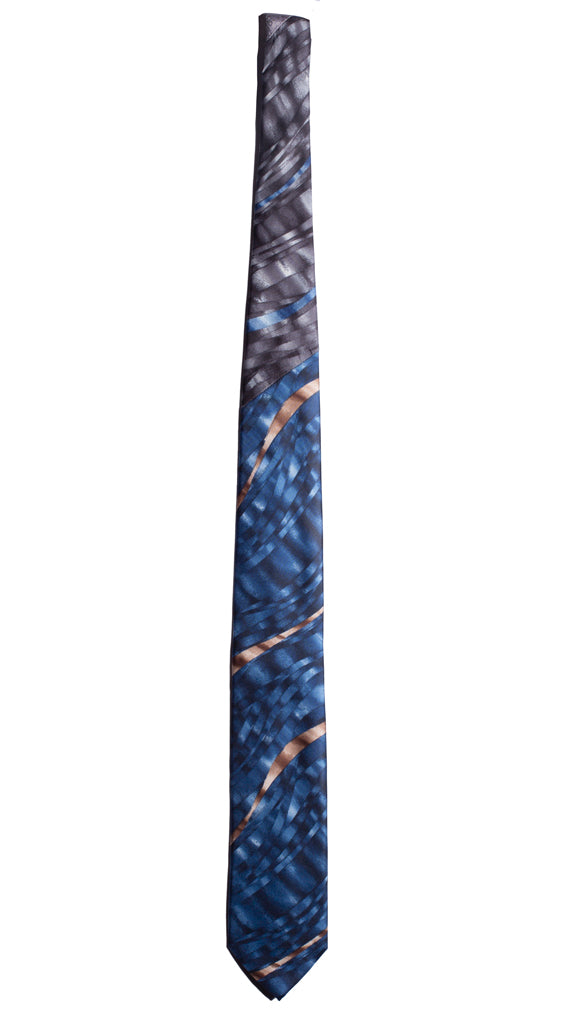 Cravatta Stampa Bluette Fantasia Beige Nodo in Contrasto Grigio Fantasia Made in Italy graffeo Cravatte