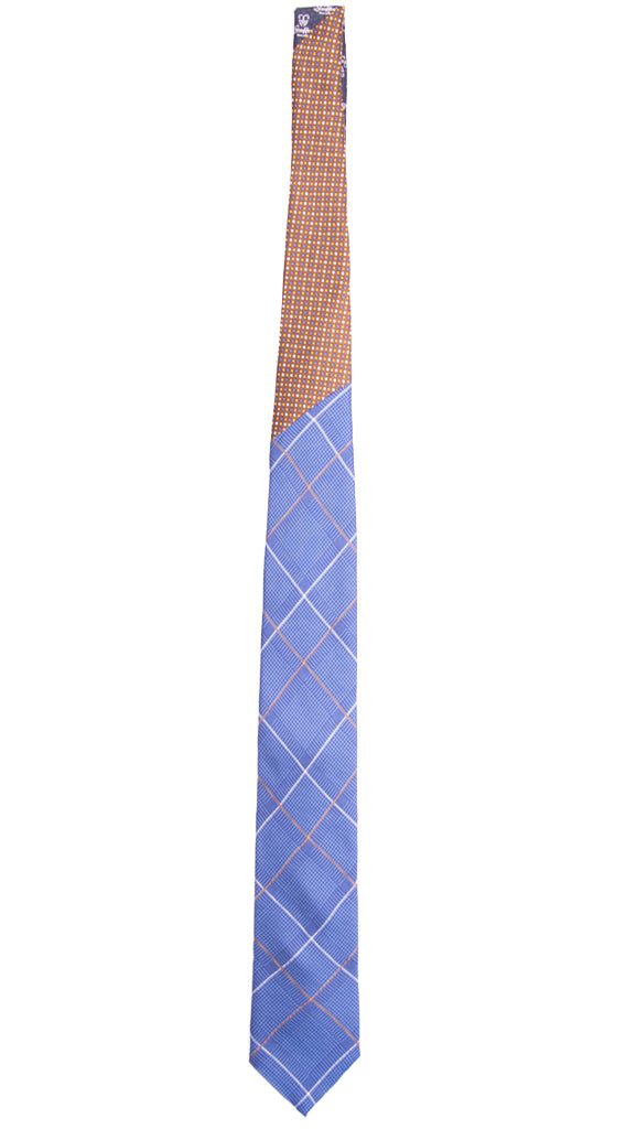 Cravatta Stampa Bluette a Quadri Marrone Bianca Nodo in Contrasto Marrone Fantasia Made in Italy Graffeo Cravatte Intera