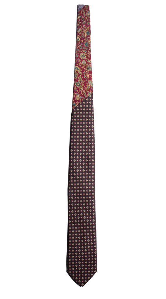 Cravatta Stampa Nera Fantasia Nodo in Contrasto Bordeaux a Fiori Multicolor Made in Italy Graffeo Cravatte Intera