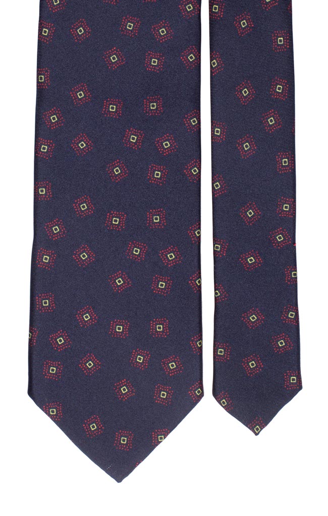 Cravatta Stampa di Seta Blu Fantasia Rossa Gialla Made in Italy Graffeo Cravatte Pala