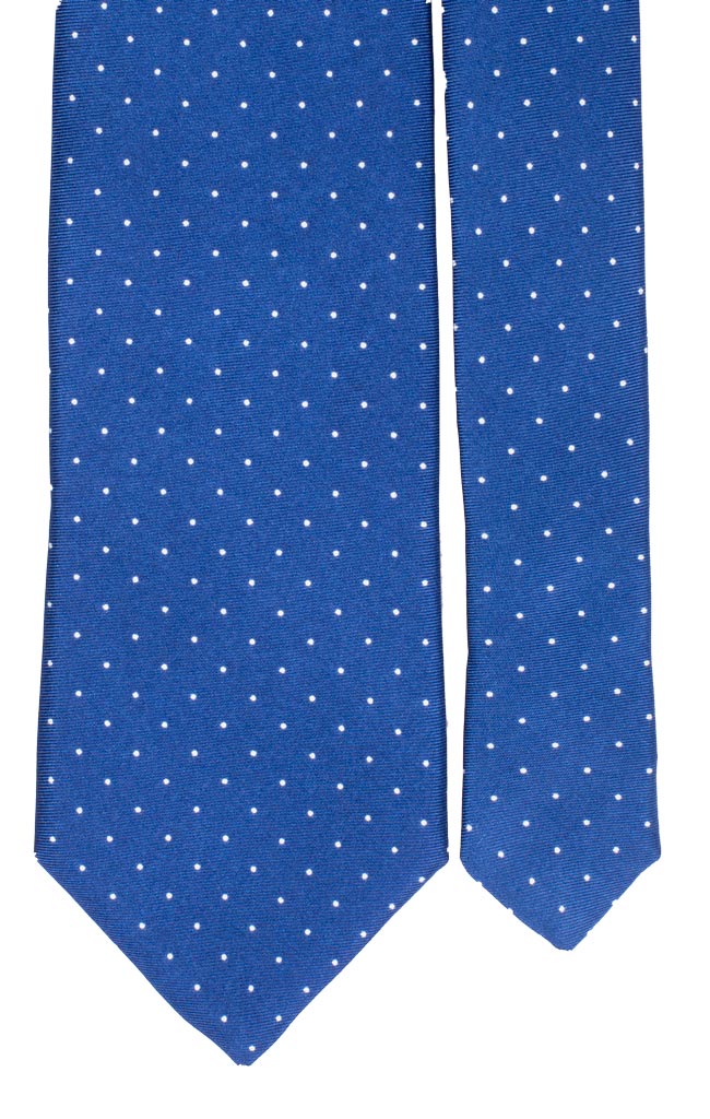 Cravatta Stampa di Seta Bluette Fantasia Puntini Bianchi Made in Italy Graffeo Cravatte Pala