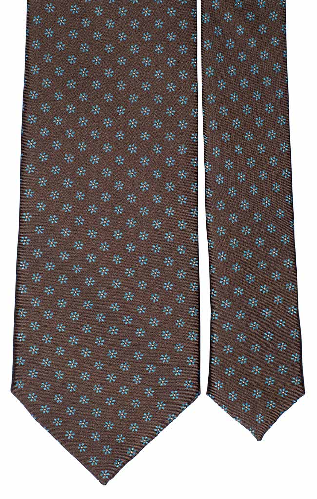 Cravatta Stampa di Seta Marrone a Fiori Celesti Made in Italy Graffeo Cravatte Pala