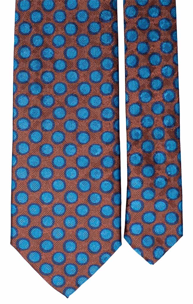 Cravatta Stampa di Seta Marrone a Pois Azzurri Made in Italy Graffeo Cravatte pala