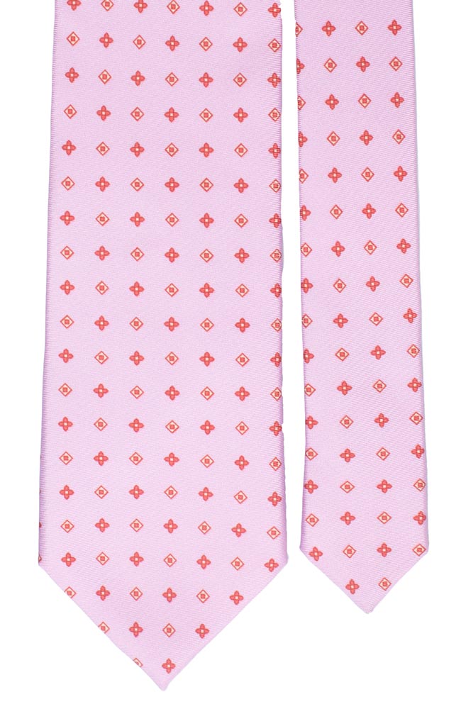 Cravatta Stampa di Seta Rosa Fantasia Bianca Made in Italy Graffeo Cravatte Pala