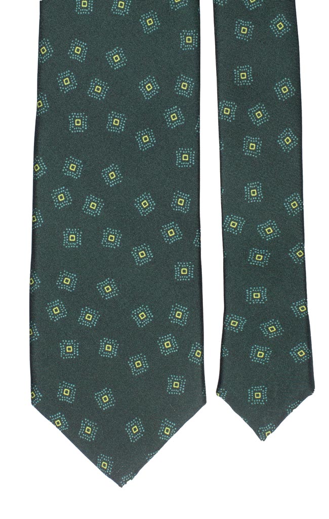 Cravatta Stampa di Seta Verde Fantasia Verde Mela Made in Italy Graffeo Cravatte Pala