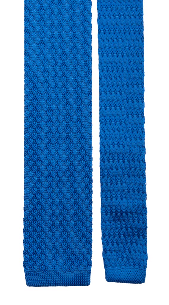 Cravatta Tricot in Maglia di Seta Blu Elettrico Tinta Unita Made in Italy Graffeo Cravatte Pala