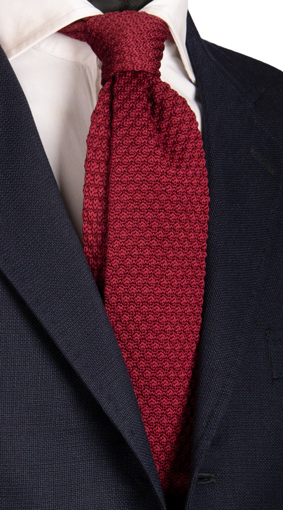 Cravatta Tricot in Maglia di Seta Bordeaux Tinta Unita Made in Italy Graffeo Cravatte