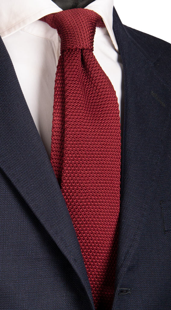 Cravatta Tricot in Maglia di Seta Bordeaux Tinta Unita Made in Italy Graffeo Cravatte