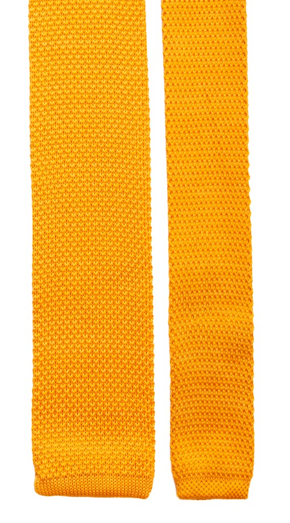Cravatta Tricot in Maglia di Seta Gialla Tinta Unita Made in Italy graffeo Cravatte Pala