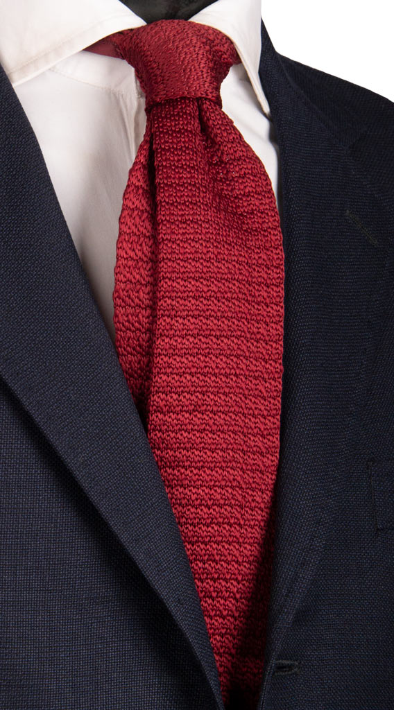 Cravatta Tricot in Maglia di Seta Granata Tinta Unita Made in Italy Graffeo Cravatte