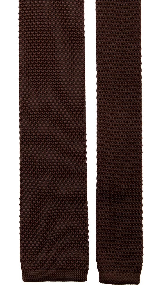 Cravatta Tricot in Maglia di Seta Marrone Bruciato Tinta Unita Made in Italy Graffeo Cravatte Pala