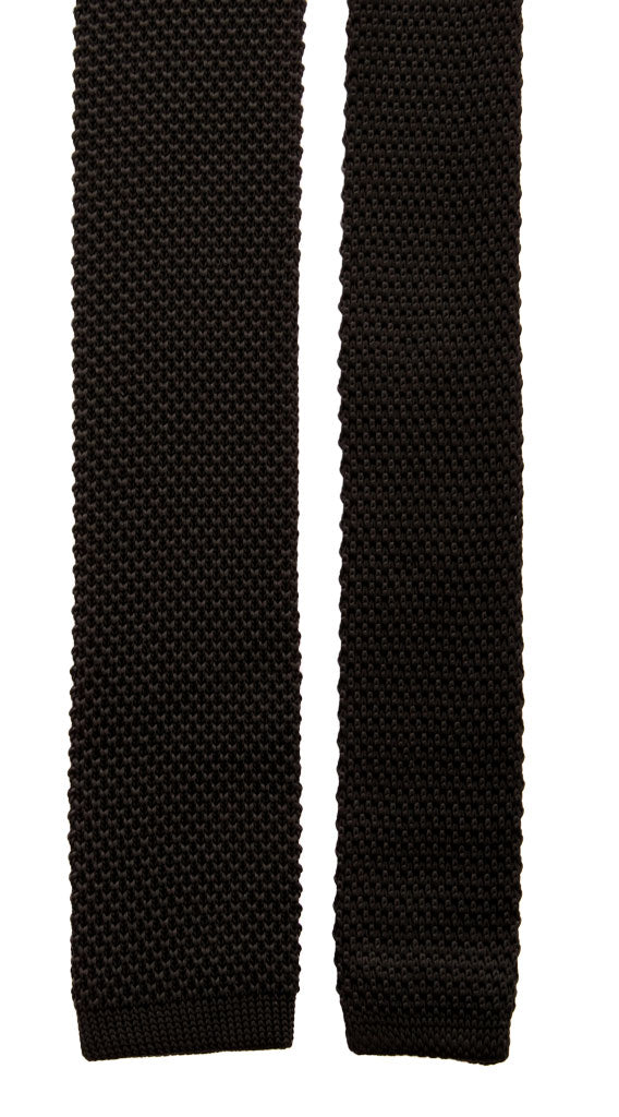 Cravatta Tricot in Maglia di Seta Nera Tinta Unita Made in Italy Graffeo Cravatte Pala