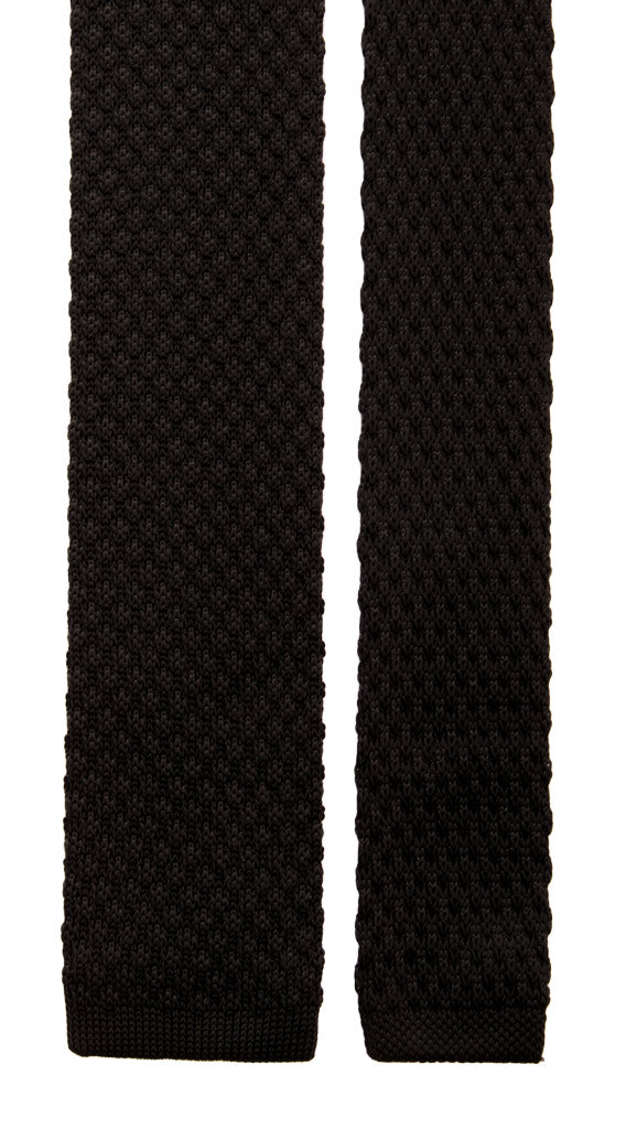 Cravatta Tricot in Maglia di Seta Nera Tinta Unita Made in Italy Graffeo Cravatte Pala