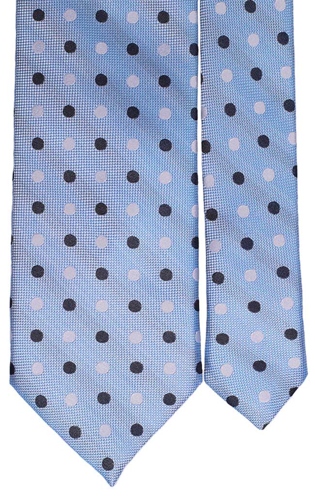 Lorenzo Cana Cravatta In Pura Seta Blu Con Pois Bianchi - Modello 84305, Larghezza 7,5 Cm, Lunghezza 150 Cm, Perfetta Per Matrimoni E Affari