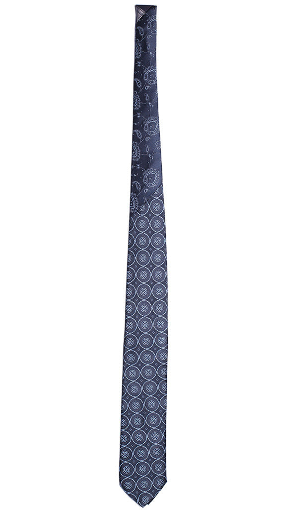 Cravatta Uomo Blu Fantasia Celeste Nodo a Contrasto Blu Fantasia Celeste Made in Italy Graffeo Cravatte Intera