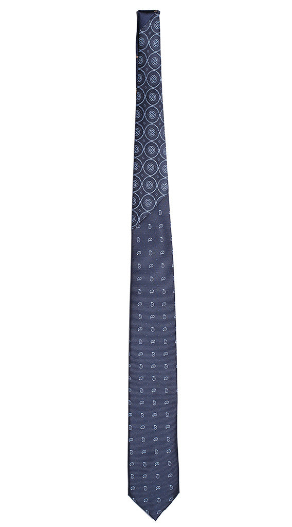 Cravatta Uomo Blu Paisley Blu Nodo a Contrasto Blu Fantasia Celeste Made in Italy Graffeo Cravatte Intera