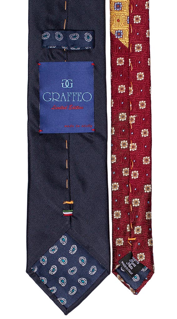 Cravatta Uomo Blu Tinta Unita Nodo a Contrasto Lilla Fantasia Bianca Rossa Blu Made in Italy Graffeo Cravatte pala
