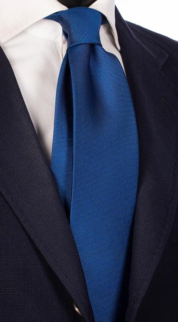 Cravatta Uomo Bluette Tinta Unita Made in Italy Graffeo Cravatte