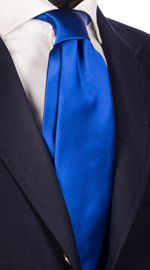 Cravatta Uomo Bluette Tinta Unita Di Raso Made in Italy Graffeo Cravatte