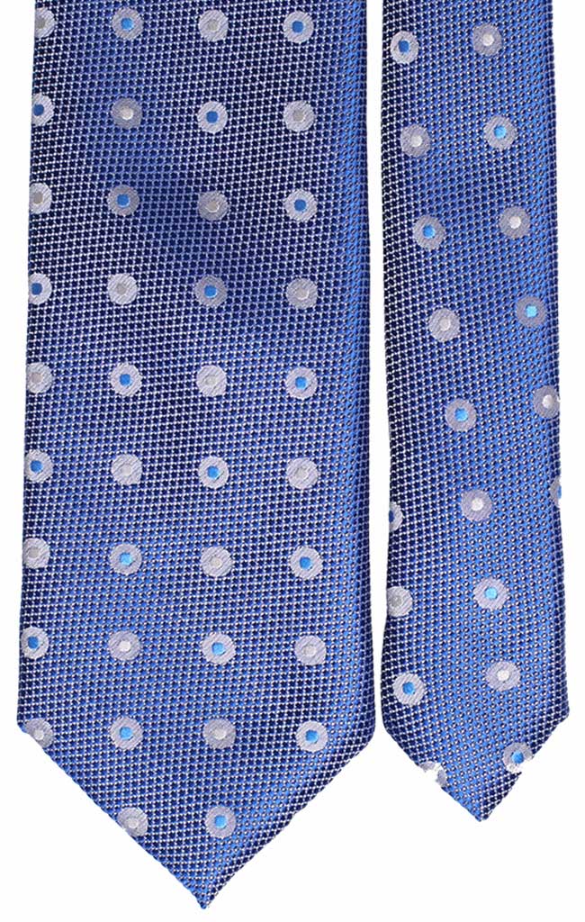 Cravatta Uomo Celeste e Grigia Effetto Cangiante Con Pois Bianchi e Celesti Made in Italy Graffeo Cravatte Pala