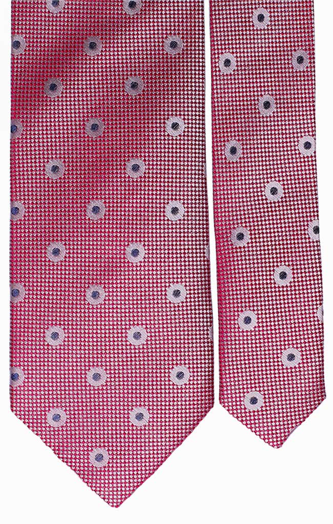 Cravatta Uomo Effetto Cangiante Rosso e Bianco Con Pois Bianchi e Blu Made in Italy Graffeo Cravatte Pala