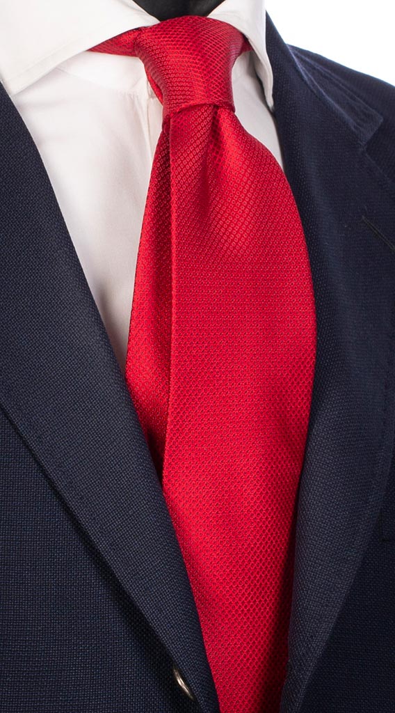 Cravatta Uomo Rossa Punto A Spillo Blu Made in Italy Graffeo Cravatte