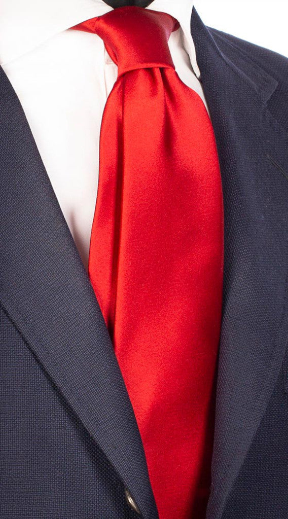 Cravatta Uomo Rossa Tinta Unita Di Raso Made in Italy graffeo Cravatte