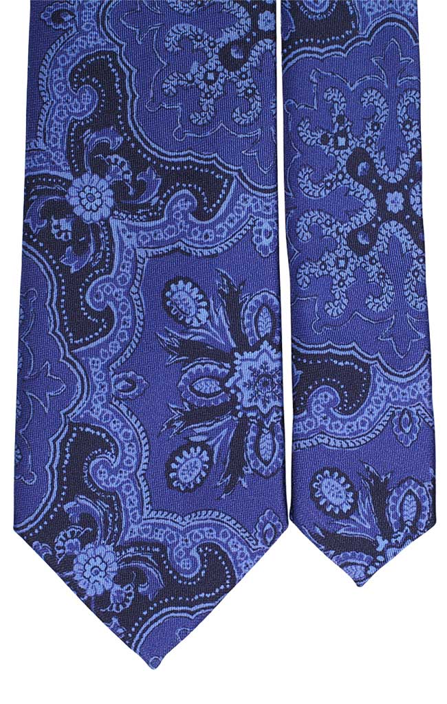 Cravatta Uomo Stampa Bluette Fantasia Tono su Tono Blu Made in Italy Graffeo Cravatte Pala