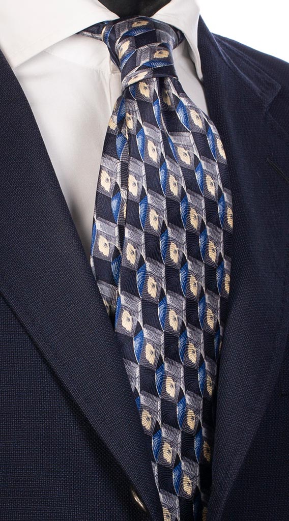 Cravatta Uomo Stampa Bluette Grigio Beige Made in Italy Graffeo Cravatte