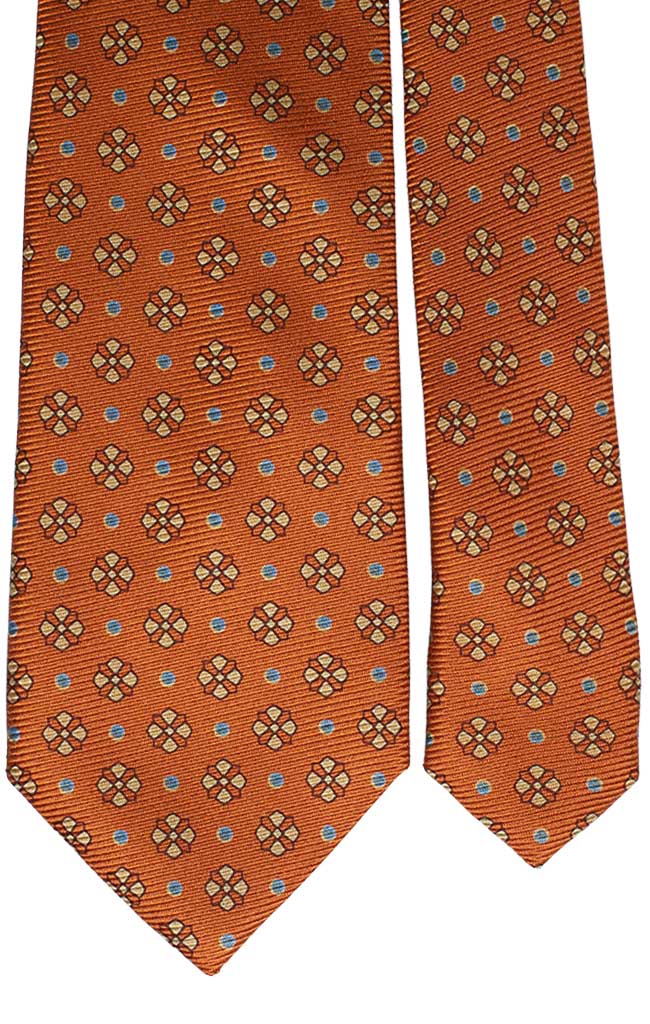 Cravatta Uomo Stampa di Seta Arancione Fantasia Celeste Gialla Arancione Made in Italy Graffeo Cravatte Pala
