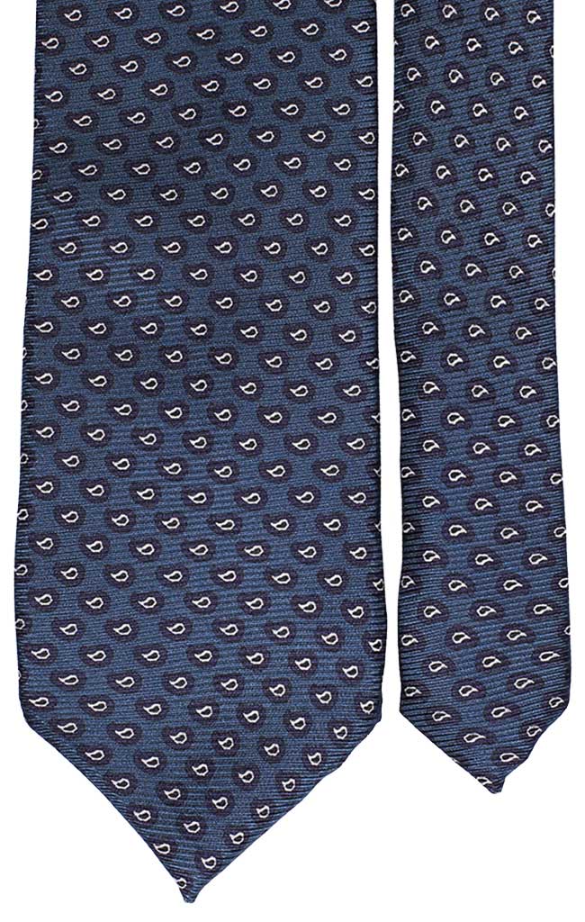 Cravatta Uomo Stampa di Seta Blu Avio Paisley Blu Bianco Made in Italy Graffeo Cravatte Pala