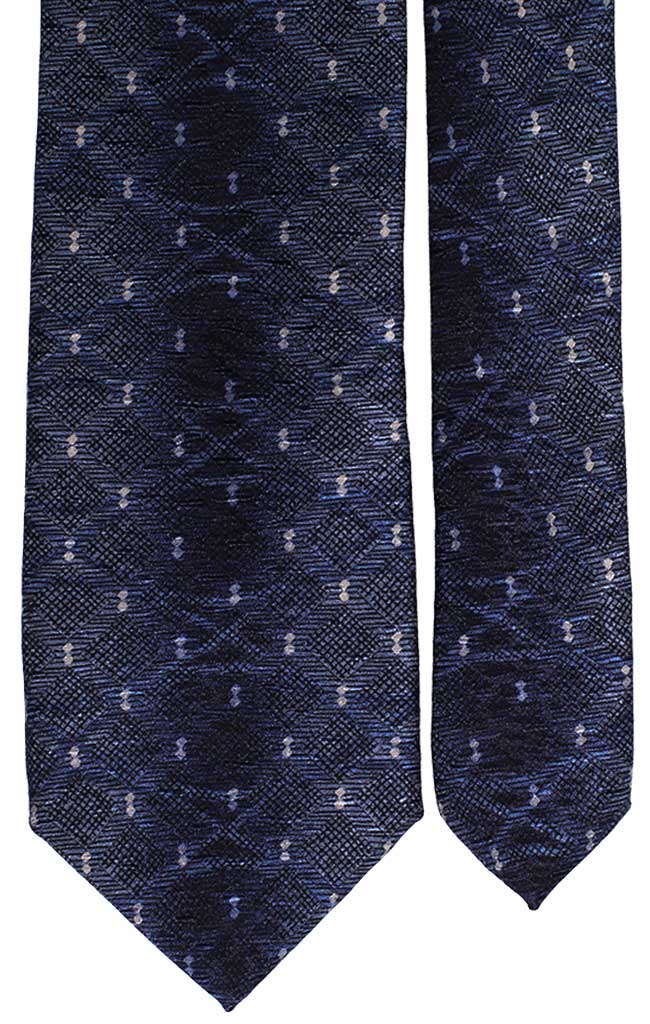 Cravatta Uomo Stampa di Seta Blu Celeste Fantasia Tono Su Tono Bianca Made in Italy Graffeo Cravatte Pala