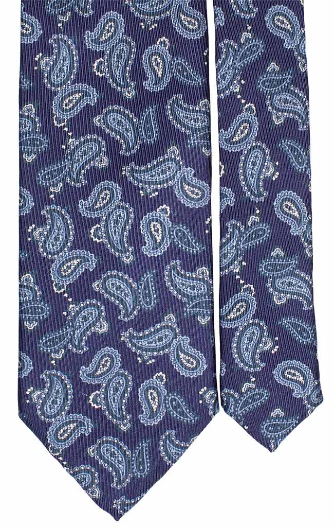 Cravatta Uomo Stampa di Seta Blu Paisley Celeste Bianca Made in Italy Graffeo Cravatte