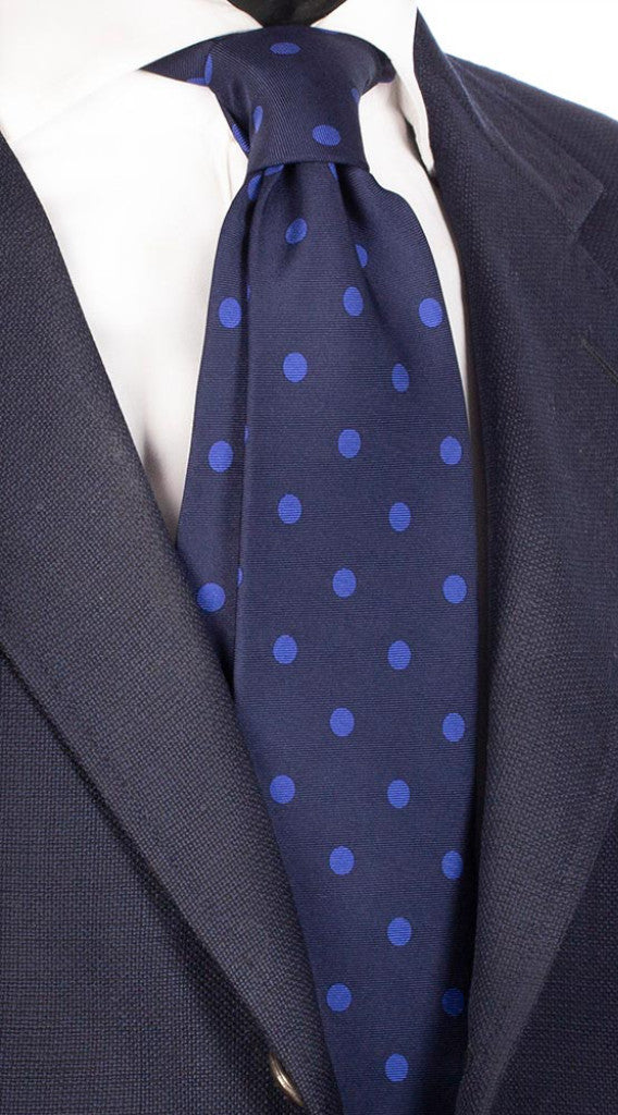 Cravatta Uomo Stampa di Seta Blu a Pois Viola Made in Italy Graffeo Cravatte