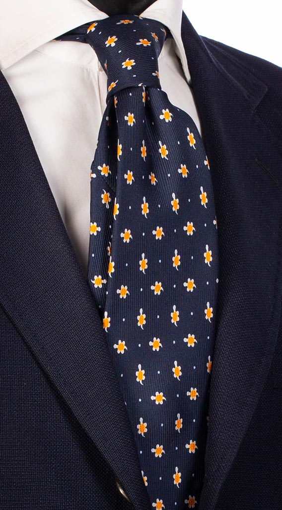 Cravatta Uomo Stampa di Seta Blu con Animali Made in italy Graffeo Cravatte