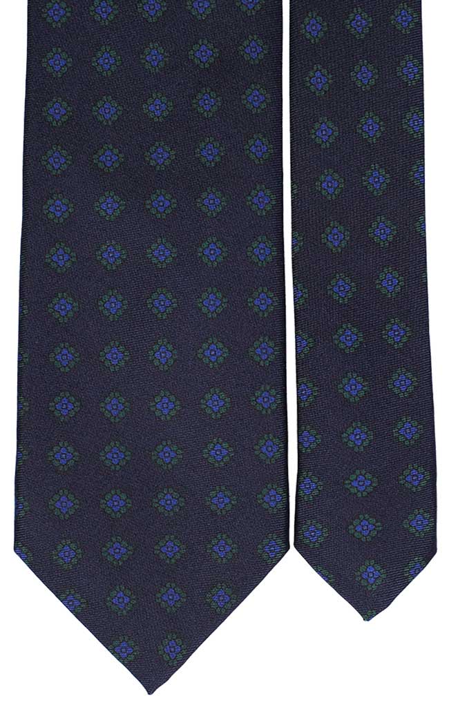 Cravatta Uomo Stampa di Seta Blu con Fantasia Verde Bluette Made in Italy Graffeo Cravatte Pala