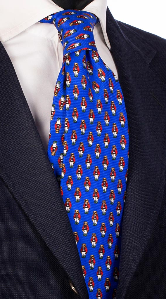 Cravatta Uomo Stampa di Seta Bluette con Animali Made in Italy Graffeo Cravatte