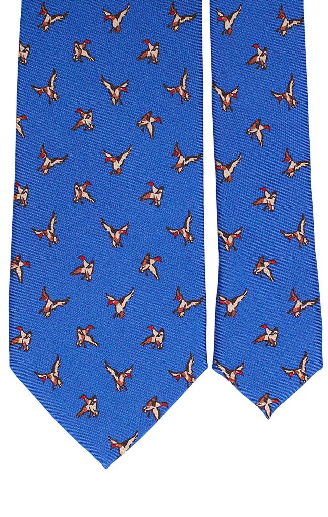 Cravatta Uomo Stampa di Seta Bluette con Animali Made in Italy Graffeo Cravatte Pala