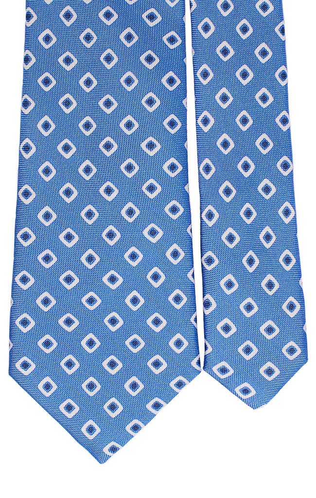 Cravatta Uomo Stampa di Seta Celeste Fantasia Blu Bianco Made in Italy Graffeo Cravatte Pala